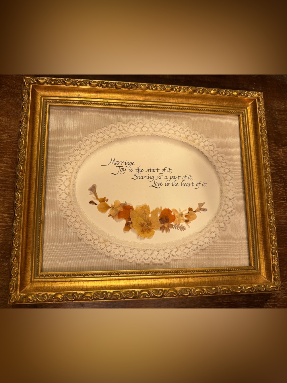 Vintage Gold Framed dried Floral Wall Art